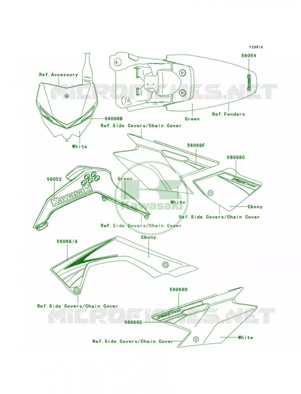 DecalsGreenA9F Kawasaki MOTOS 140 2008 KLX140  KLX140A8F