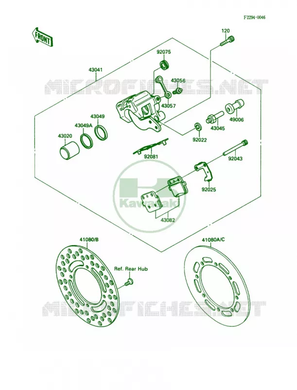 Rear Brake Kawasaki MOTOS 80 1990 KX80 Big Wheels  KX80-N3