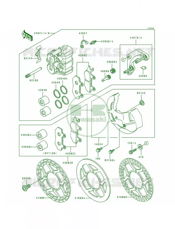 Front Caliper Kawasaki MOTOS 500 1989 KX500  KX500-E1