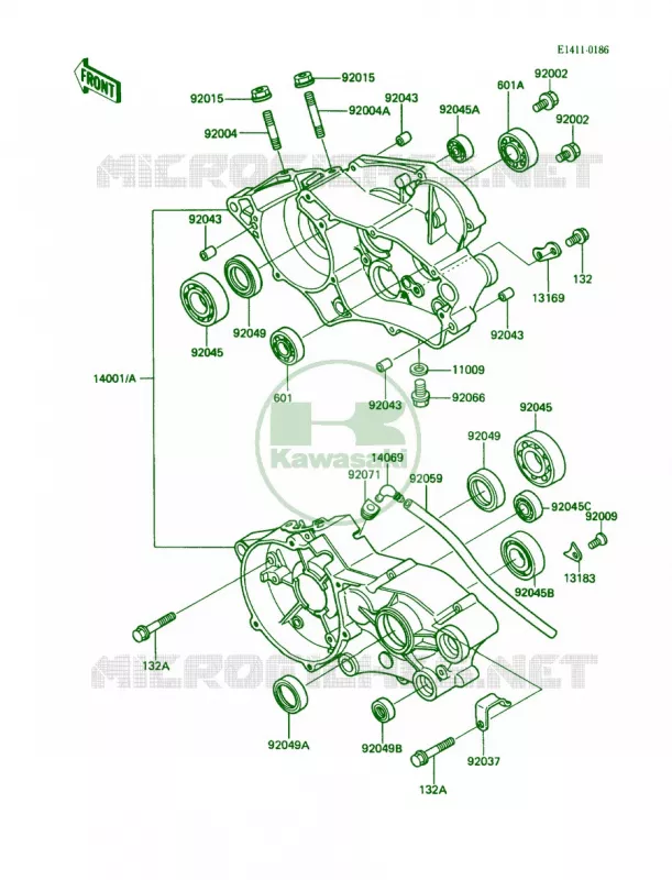 Crankcase Kawasaki MOTOS 80 1989 KX80 Big Wheels  KX80-N2