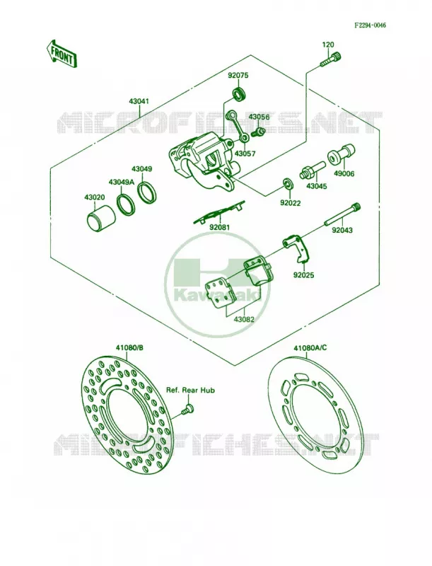 Rear Brake Kawasaki MOTOS 80 1989 KX80 Big Wheels  KX80-N2