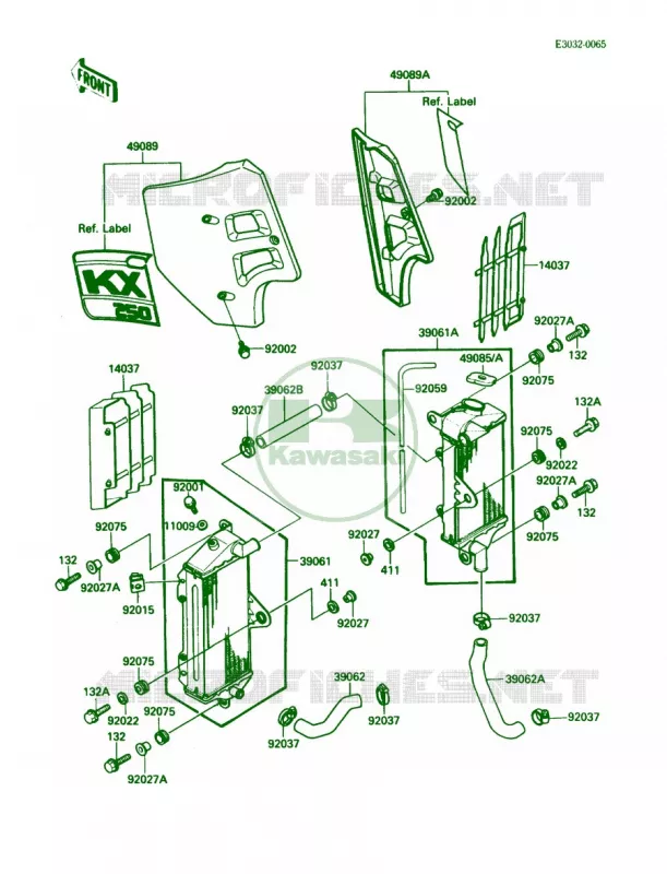Radiator Kawasaki MOTOS 250 1988 KX250  KX250-F1