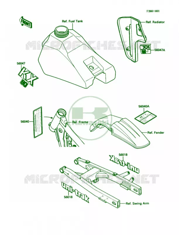 Labels Kawasaki MOTOS 80 1988 KX80  KX80-L1