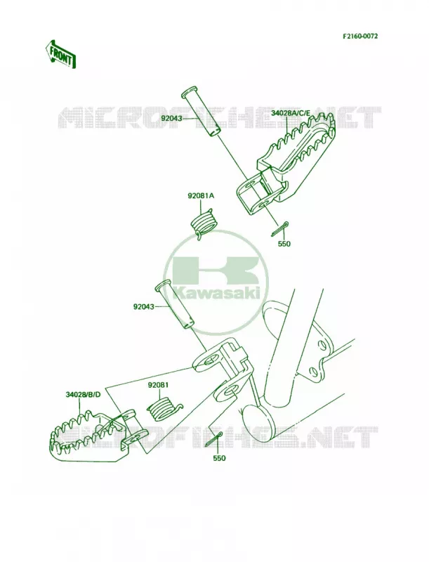 Footrests Kawasaki MOTOS 60 1986 KX60  KX60-B2