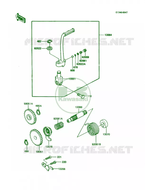 Kickstarter Mechanism Kawasaki MOTOS 60 1986 KX60  KX60-B2