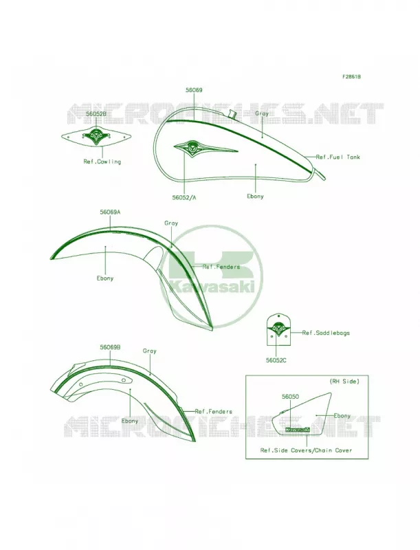 DecalsEbonyGrayDCF Kawasaki MOTOS 900 2015 Vulcan 900 Classic LT  VN900DFF