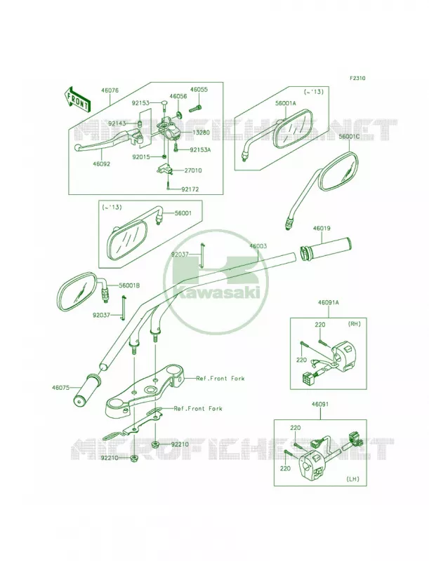 Handlebar Kawasaki MOTOS 900 2015 Vulcan 900 Custom  VN900CFF