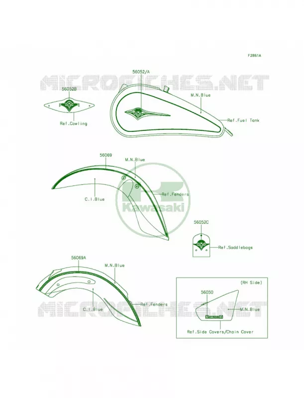 DecalsBlueDBF Kawasaki MOTOS 900 2014 Vulcan 900 Classic LT  VN900DEF