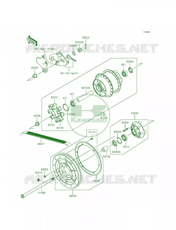Rear WheelChain Kawasaki MOTOS 900 2014 Vulcan 900 Classic LT  VN900DEF