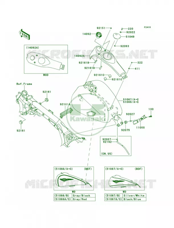 Fuel Tank Kawasaki MOTOS 1700 2014 Vulcan 1700 Voyager ABS  VN1700BEF