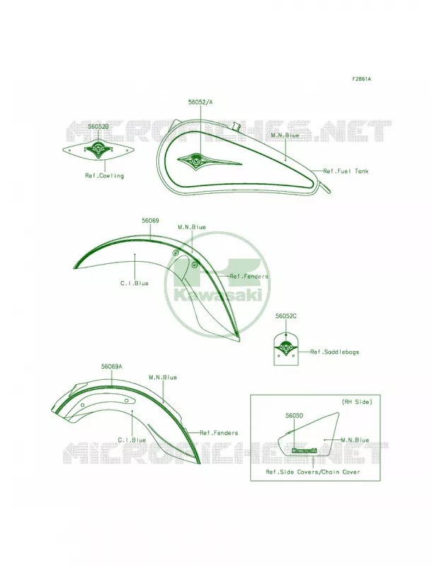 DecalsBlueDBF Kawasaki MOTOS 900 2013 Vulcan 900 Classic LT  VN900DDF