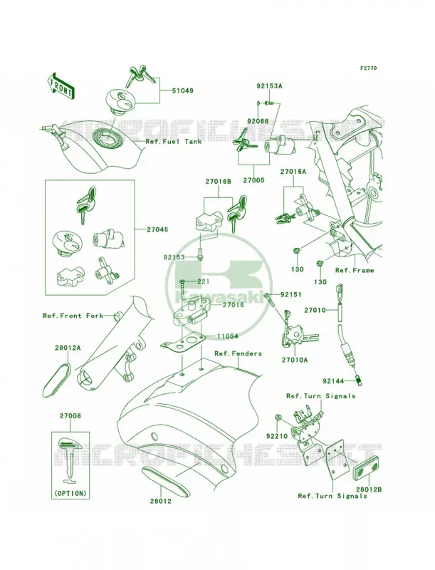 Ignition SwitchLocksReflectors Kawasaki MOTOS 900 2013 Vulcan 900 Classic  VN900BDF
