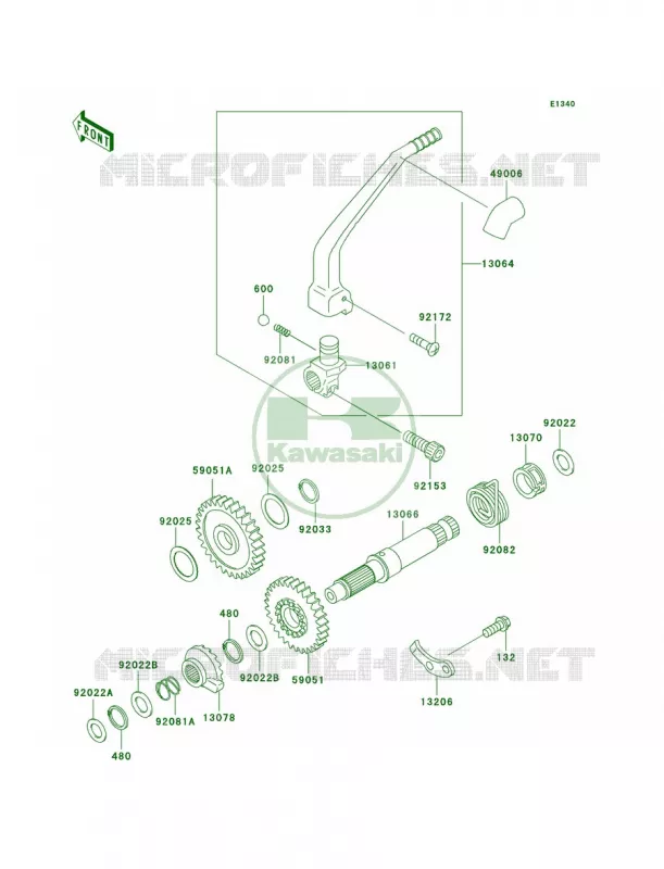 Kickstarter Mechanism Kawasaki MOTOS 300 2007 KLX300R  KLX300A7F