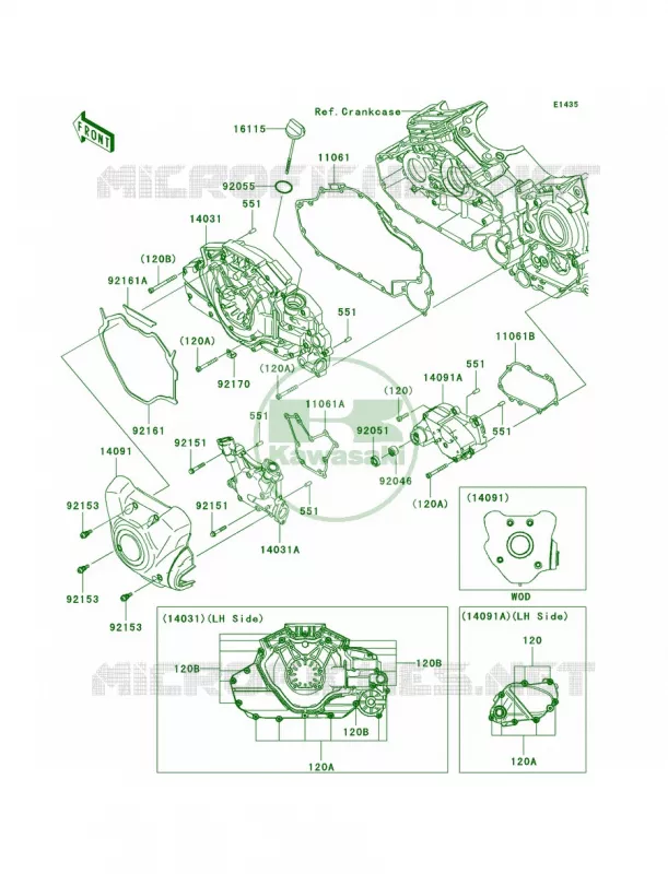 Left Engine Covers Kawasaki MOTOS 1700 2012 Vulcan 1700 Classic  VN1700ECF