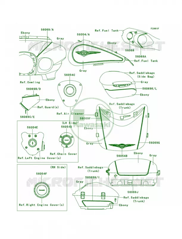 DecalsEbonyGrayABF Kawasaki MOTOS 1700 2011 Vulcan 1700 Voyager  VN1700ABF