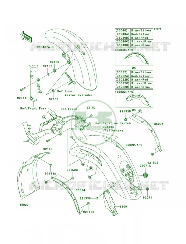 Fenders Kawasaki MOTOS 2000 2010 Vulcan 2000 Classic LT  VN2000JAF