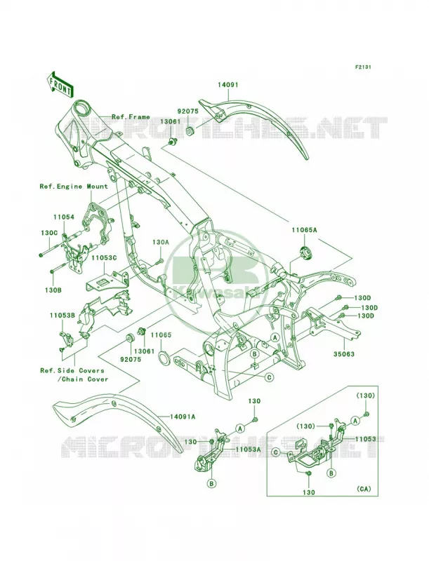 Frame Fittings Kawasaki MOTOS 2000 2010 Vulcan 2000 Classic LT  VN2000JAF