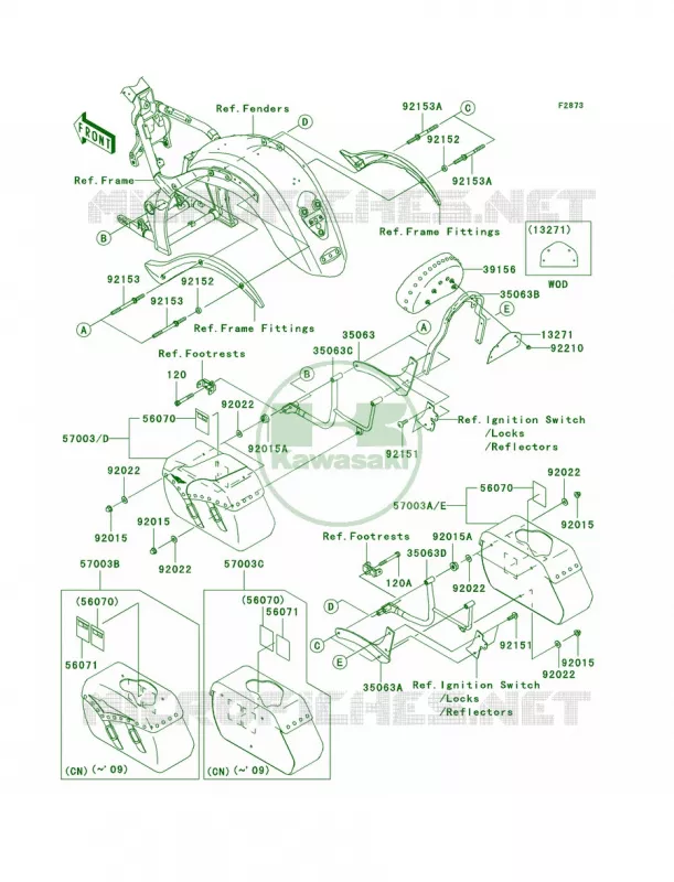 Saddlebags Kawasaki MOTOS 2000 2010 Vulcan 2000 Classic LT  VN2000JAF