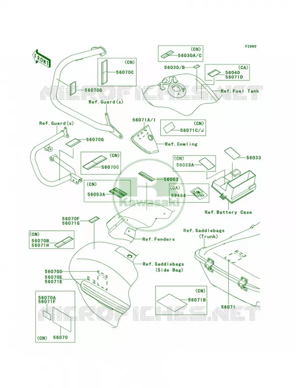 Labels Kawasaki MOTOS 1700 2010 Vulcan 1700 Voyager  VN1700AAF
