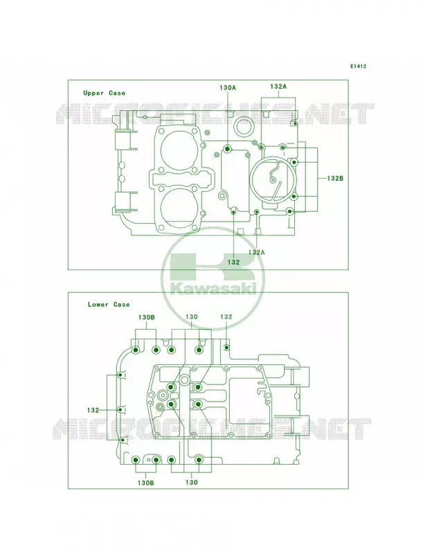 Crankcase Bolt Pattern Kawasaki MOTOS 500 2009 Vulcan 500 LTD  EN500C9F