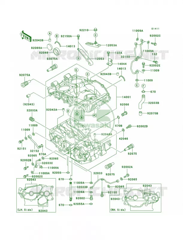 Crankcase Kawasaki MOTOS 500 2009 Vulcan 500 LTD  EN500C9F