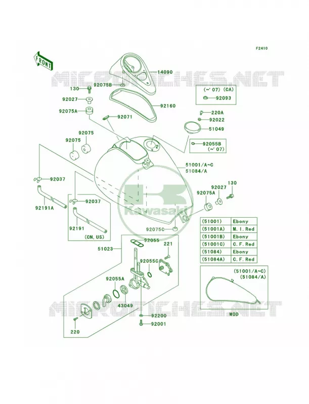 Fuel Tank Kawasaki MOTOS 500 2009 Vulcan 500 LTD  EN500C9F