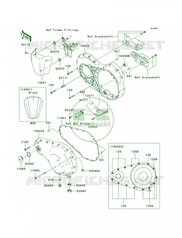 Left Engine Covers Kawasaki MOTOS 2000 2009 Vulcan 2000  VN2000G9F