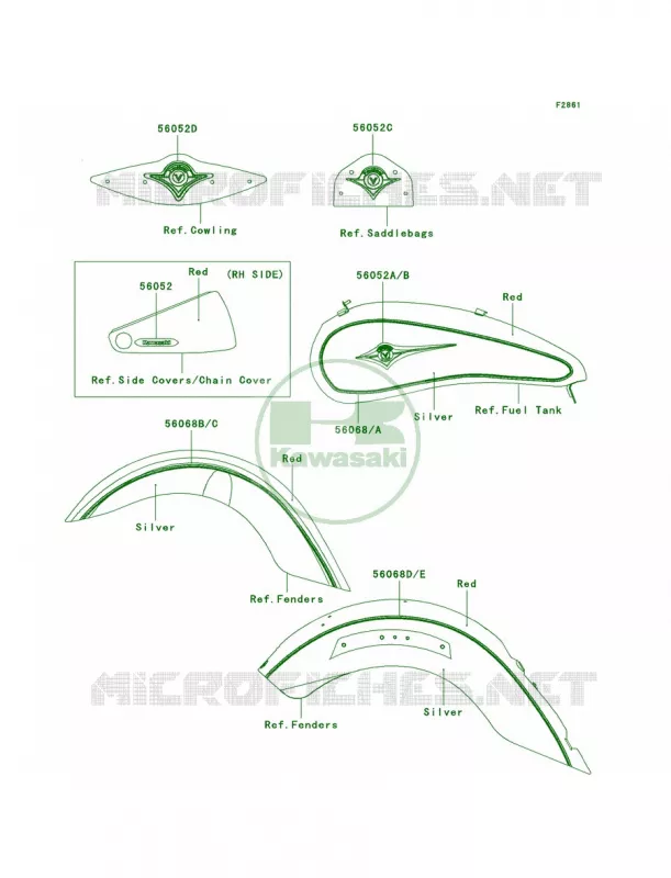 DecalsRedSilverJ8F Kawasaki MOTOS 2000 2009 Vulcan 2000 Classic LT  VN2000J9F