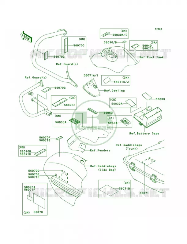 Labels Kawasaki MOTOS 1700 2009 Vulcan 1700 Voyager  VN1700A9FA