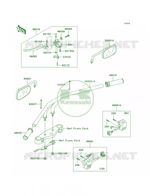 Handlebar Kawasaki MOTOS 900 2009 Vulcan 900 Custom  VN900C9F