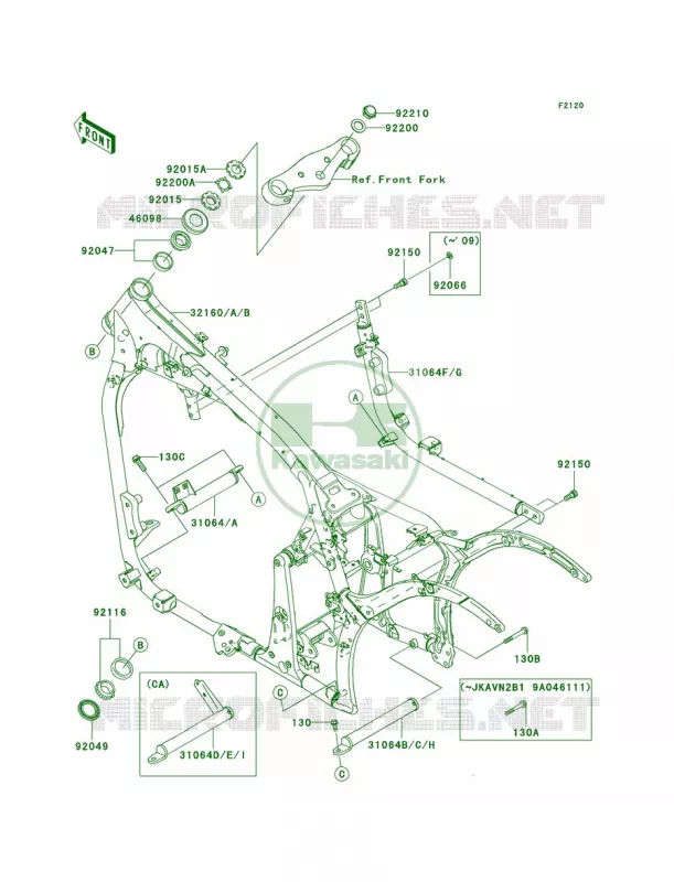 Frame Kawasaki MOTOS 900 2008 Vulcan 900 Classic  VN900B8F