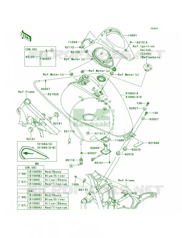 Fuel TankD6FD7F Kawasaki MOTOS 900 2008 Vulcan 900 Classic LT  VN900D8F