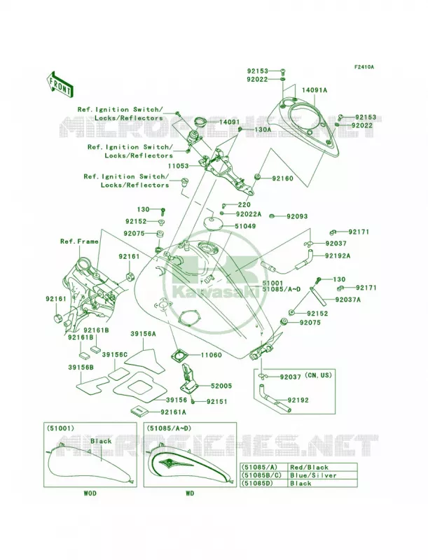 Fuel TankD8FD8FA Kawasaki MOTOS 1600 2008 Vulcan 1600 Nomad  VN1600D8F