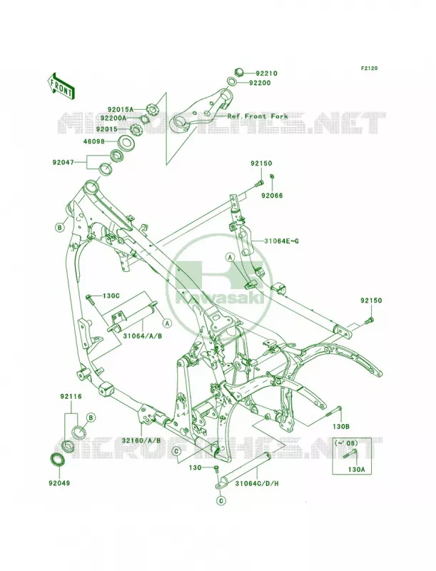 Frame Kawasaki MOTOS 900 2008 Vulcan 900 Custom  VN900C8F