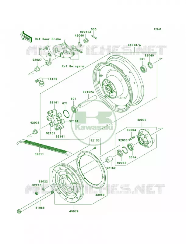 Rear Hub Kawasaki MOTOS 900 2008 Vulcan 900 Custom  VN900C8F