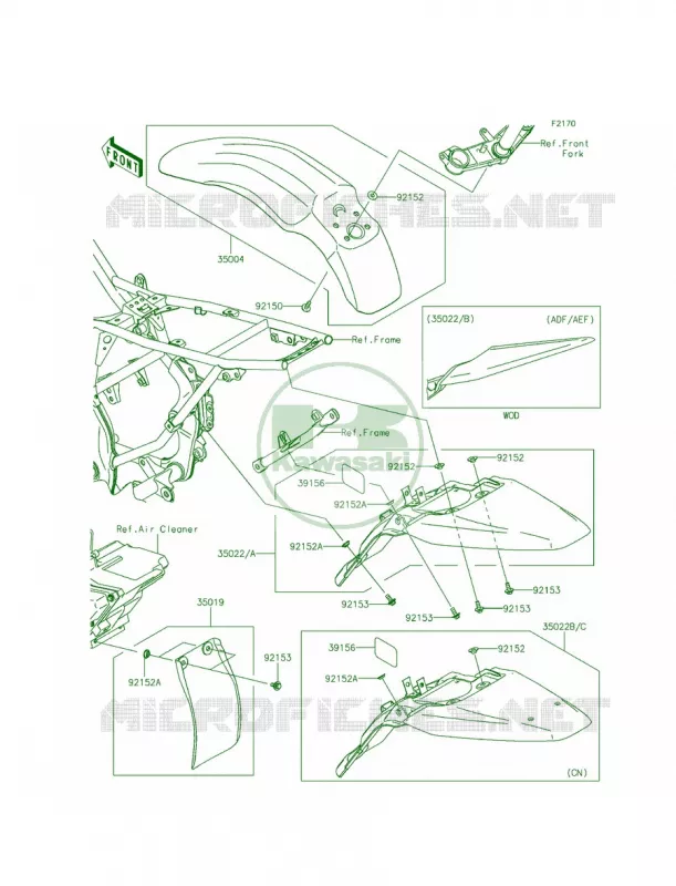 Fenders Kawasaki MOTOS 140 2014 KLX140  KLX140AEF