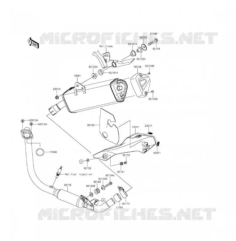 &Eacute;CHAPPEMENT Kawasaki MOTOS 250 2015 Z250SL ABS  BR250FFS