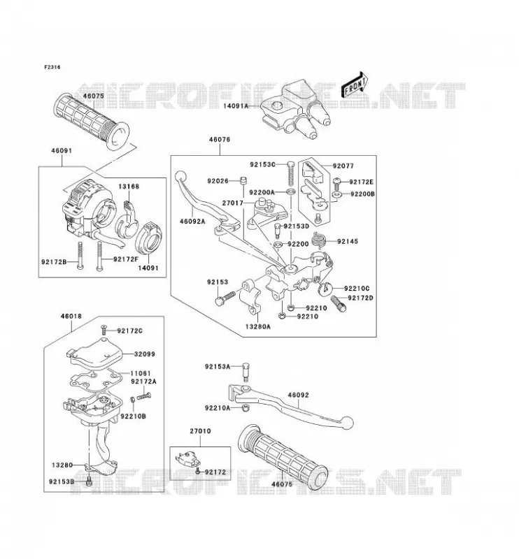 POIGNEE GUIDON(-JSAAK47B32108571) Kawasaki QUAD 400 2005 KFX400  KSF400-A3