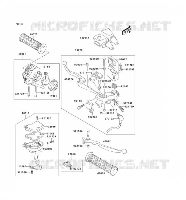 POIGNEE GUIDON(JSAAK47B32108572-) Kawasaki QUAD 400 2005 KFX400  KSF400-A3