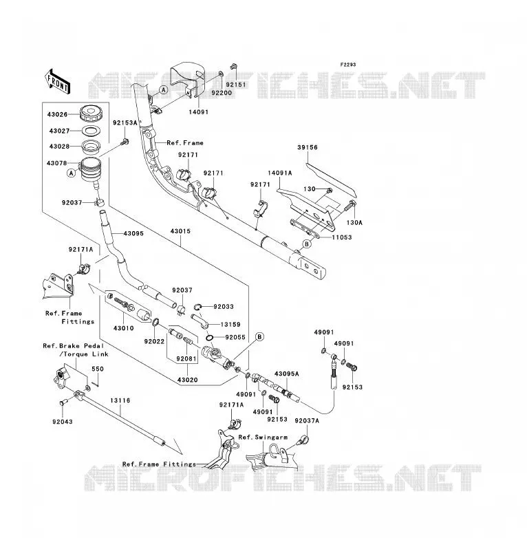 MAITRE CYLINDRE ARRI&Egrave;RE Kawasaki MOTOS 2000 2009 VN2000 CLASSIC  VN2000H9F
