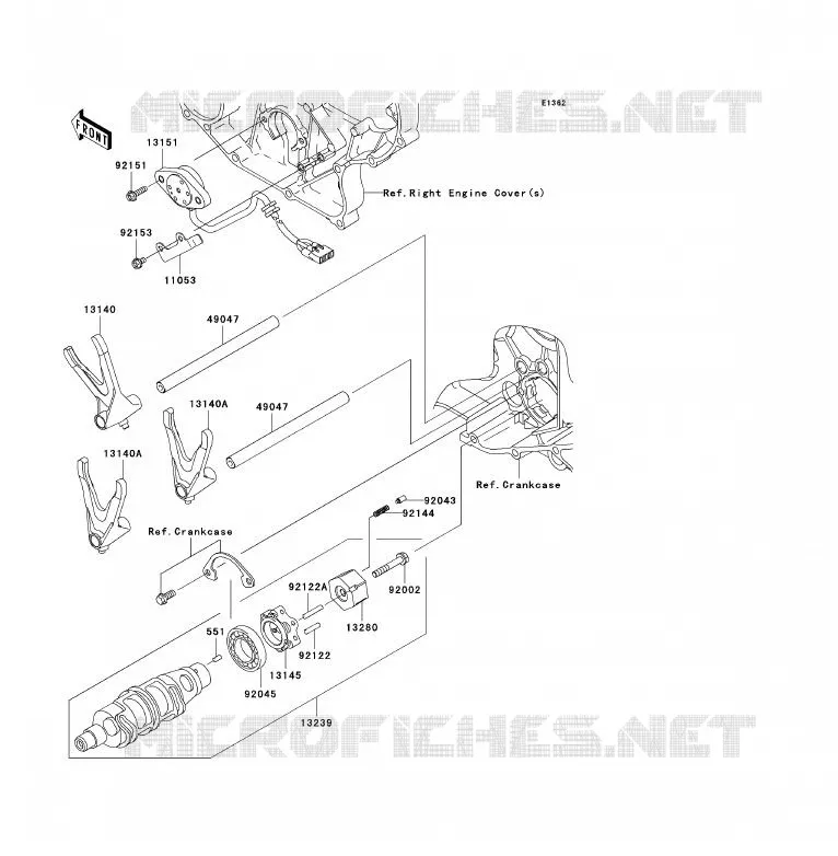 FOURCHETTE/BARRILLET DE SELECTION Kawasaki MOTOS 2000 2009 VN2000 CLASSIC  VN2000H9F