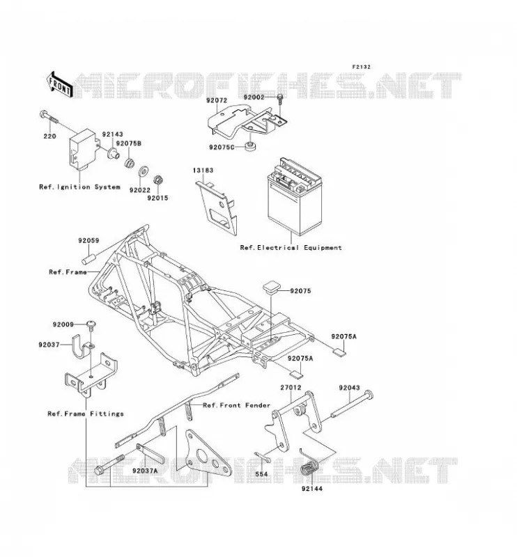 SUPPORT BATTERIE Kawasaki QUAD 220 1999 KLF220  KLF220-A12