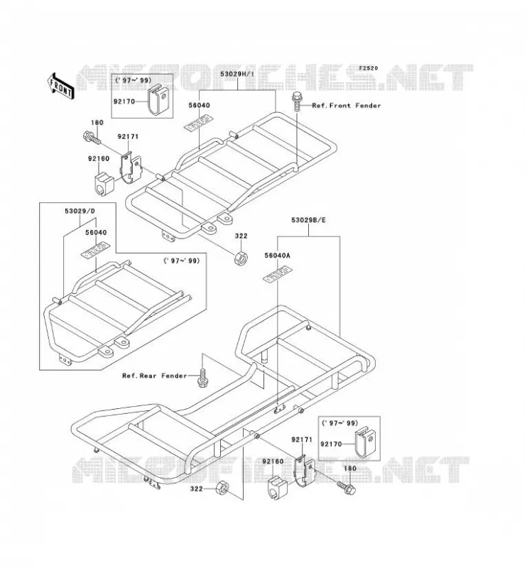 PORTE BAGAGE (S) Kawasaki QUAD 220 2000 KLF220  KLF220-A13