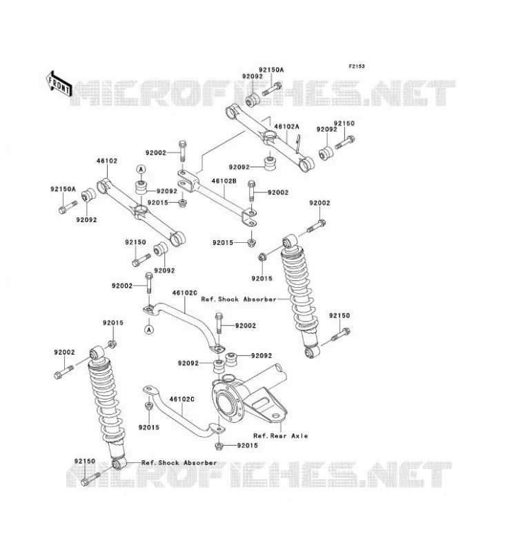 SUSPENSION ARRI&Egrave;RE Kawasaki QUAD 220 2000 KLF220  KLF220-A13