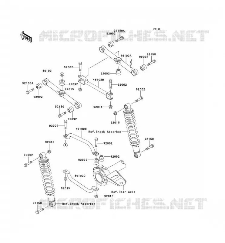 SUSPENSION ARRI&Egrave;RE Kawasaki QUAD 220 2001 KLF220  KLF220-A14