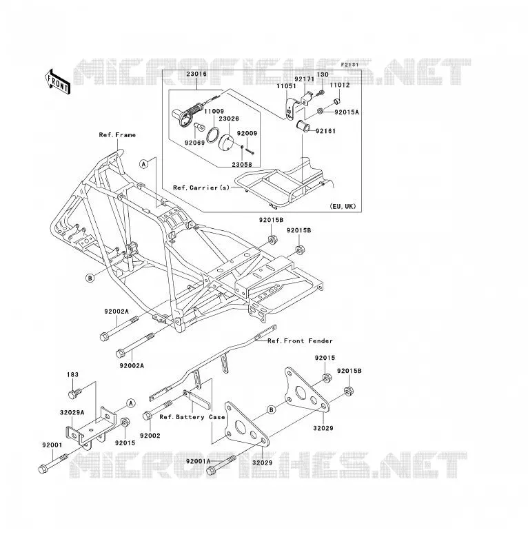 PIECE DE CADRE (COUVERTURE) Kawasaki QUAD 220 2002 KLF220  KLF220-A15