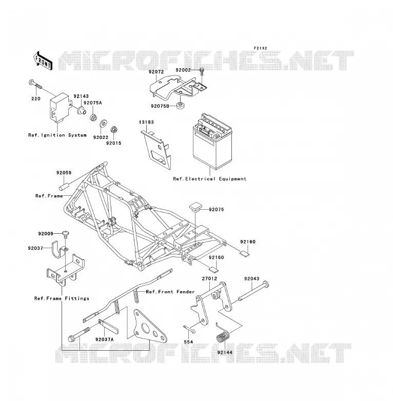 SUPPORT BATTERIE Kawasaki QUAD 220 2002 KLF220  KLF220-A15