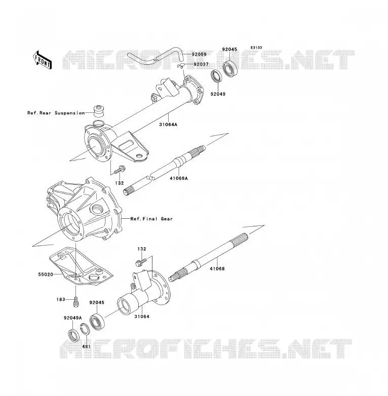 AXE ARRI&Egrave;RE Kawasaki QUAD 220 1994 KLF220  KLF220-A7