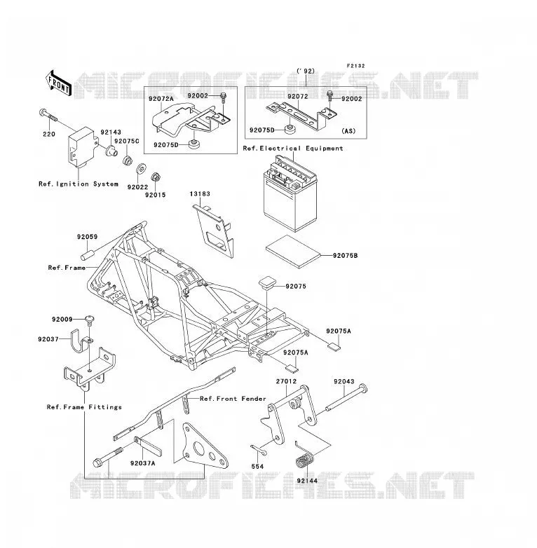 SUPPORT BATTERIE Kawasaki QUAD 220 1995 KLF220  KLF220-A8