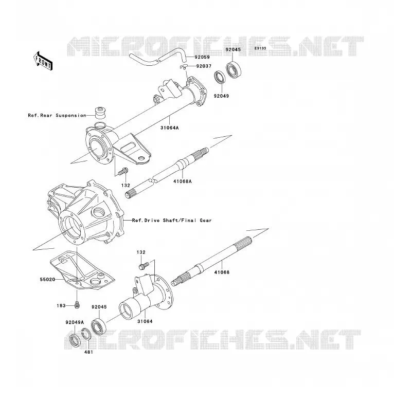 AXE ARRI&Egrave;RE Kawasaki QUAD 250 2005 KLF250  KLF250-A3